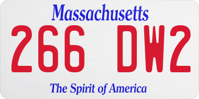 MA license plate 266DW2