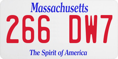 MA license plate 266DW7