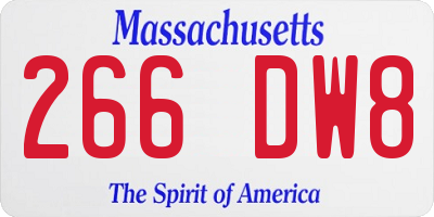MA license plate 266DW8