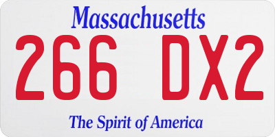 MA license plate 266DX2