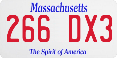 MA license plate 266DX3