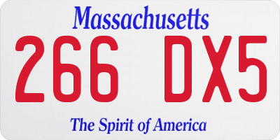 MA license plate 266DX5