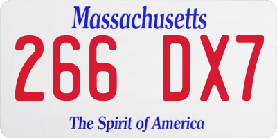 MA license plate 266DX7