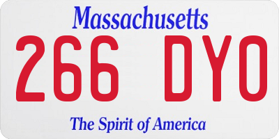 MA license plate 266DY0