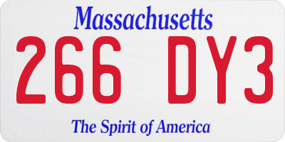 MA license plate 266DY3