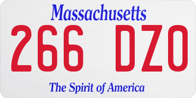 MA license plate 266DZ0