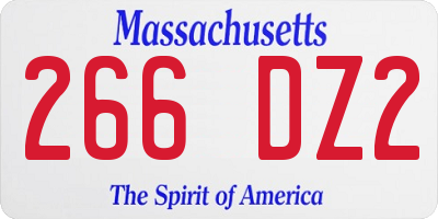 MA license plate 266DZ2