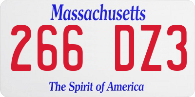 MA license plate 266DZ3