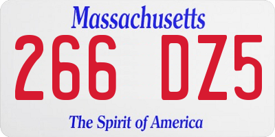 MA license plate 266DZ5