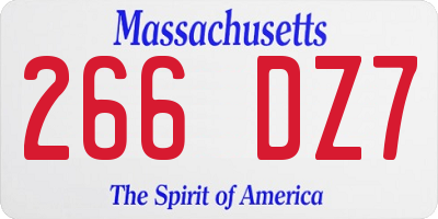 MA license plate 266DZ7