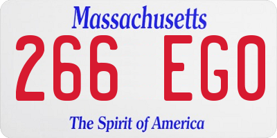 MA license plate 266EG0