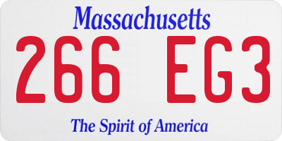 MA license plate 266EG3