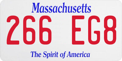 MA license plate 266EG8