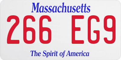 MA license plate 266EG9