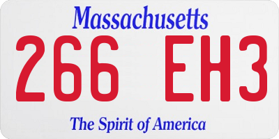 MA license plate 266EH3
