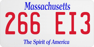 MA license plate 266EI3