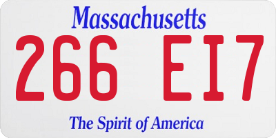 MA license plate 266EI7