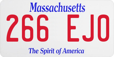 MA license plate 266EJ0