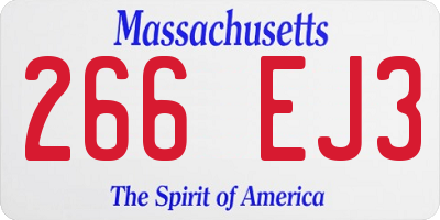 MA license plate 266EJ3