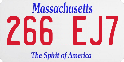 MA license plate 266EJ7