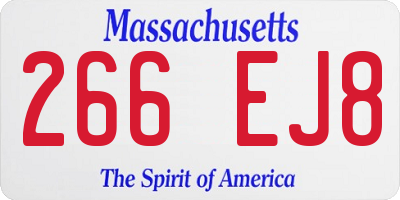 MA license plate 266EJ8