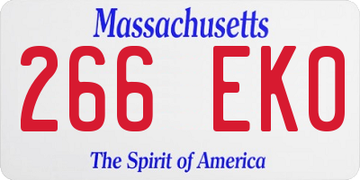 MA license plate 266EK0