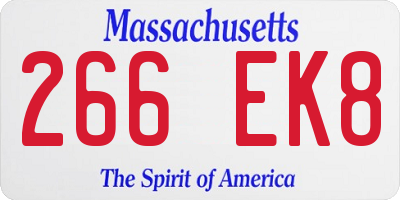 MA license plate 266EK8