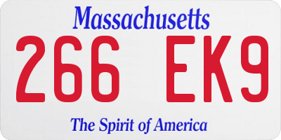 MA license plate 266EK9