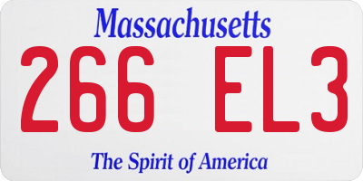 MA license plate 266EL3