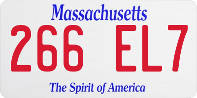 MA license plate 266EL7