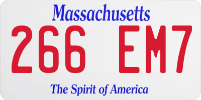 MA license plate 266EM7