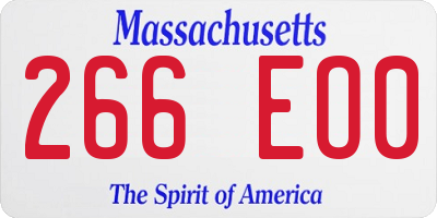MA license plate 266EO0