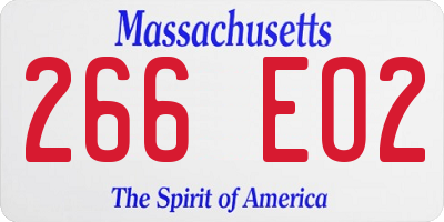 MA license plate 266EO2