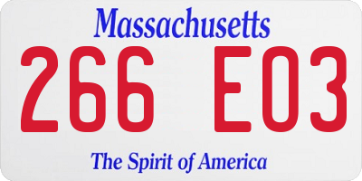 MA license plate 266EO3