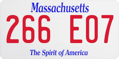 MA license plate 266EO7
