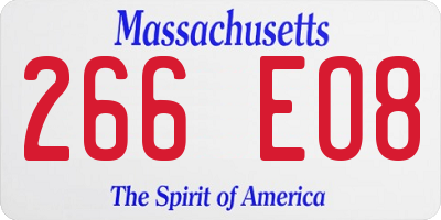 MA license plate 266EO8