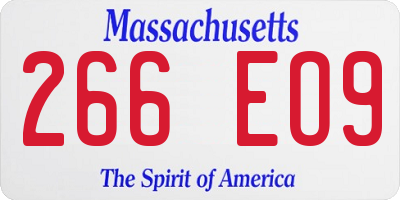MA license plate 266EO9
