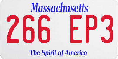 MA license plate 266EP3