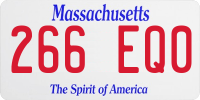 MA license plate 266EQ0