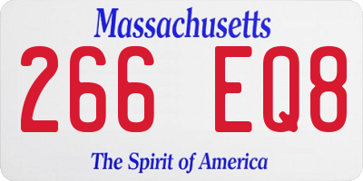 MA license plate 266EQ8