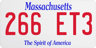 MA license plate 266ET3