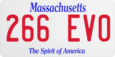 MA license plate 266EV0