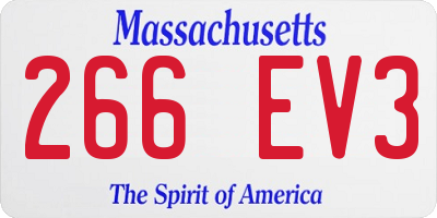 MA license plate 266EV3