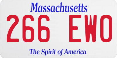 MA license plate 266EW0