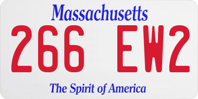 MA license plate 266EW2