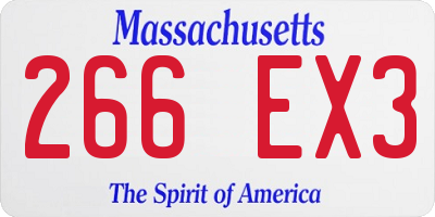 MA license plate 266EX3
