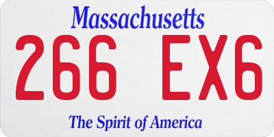 MA license plate 266EX6
