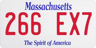 MA license plate 266EX7