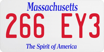 MA license plate 266EY3