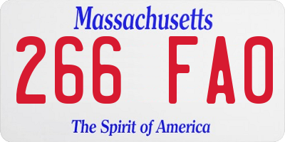 MA license plate 266FA0